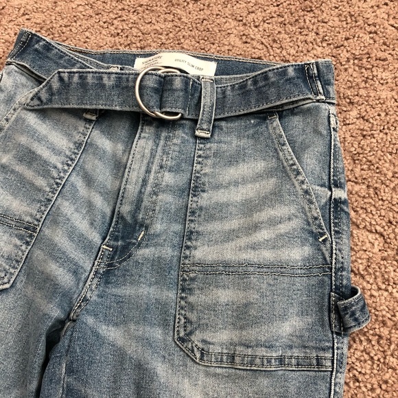 Signature Levi Strauss Utility Belted Slim Crop Denim Jeans Womens W25 - Picture 4 of 11